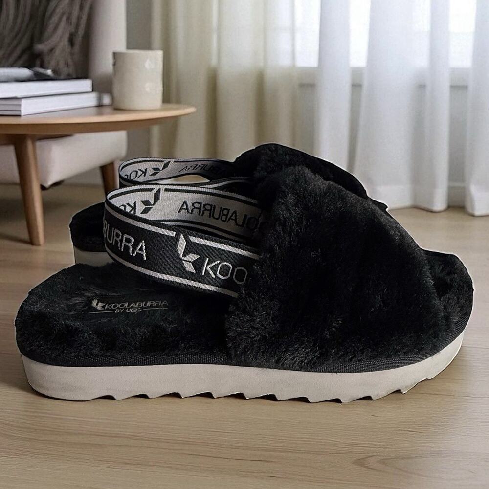 Koolaburra by UGG FUZZ'N II Women's Faux Fur Slipper Sandals Size US 7 Comfort